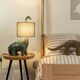 image 1 of ValueLights Kids Green Dinosaur Bedside Table Lamp with Drum Fabric Shade - Including Bulb Green