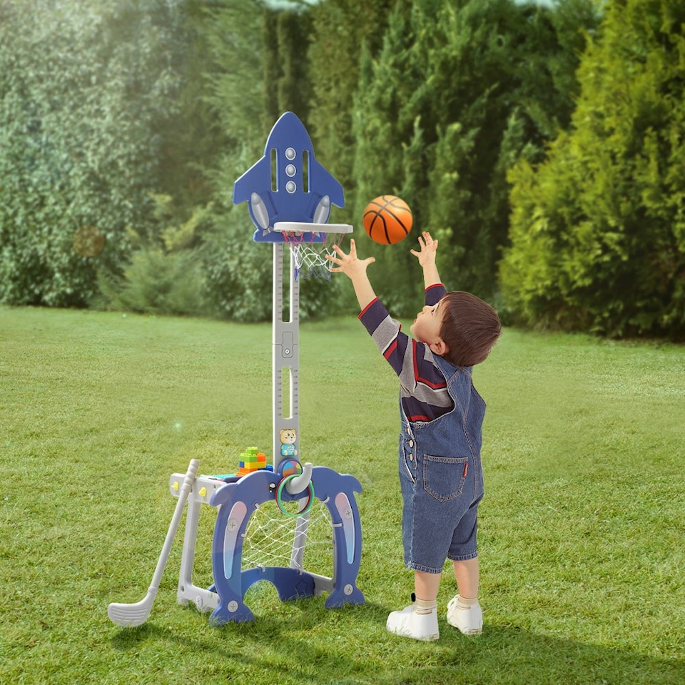 image 1 of Living and Home Basketball Golf Ring Toss Activity Centre for Kids