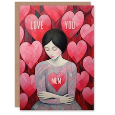 Mothers Day Card Love You Hearts Mum Card