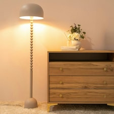 ValueLights Clement Grey Pebble Abstract Floor Lamp with Dome Lampshade - Bulb Included