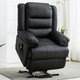 image 8 of Loxley Single Motor Electric Rise Recliner Bonded Leather Lift Chair (Black)