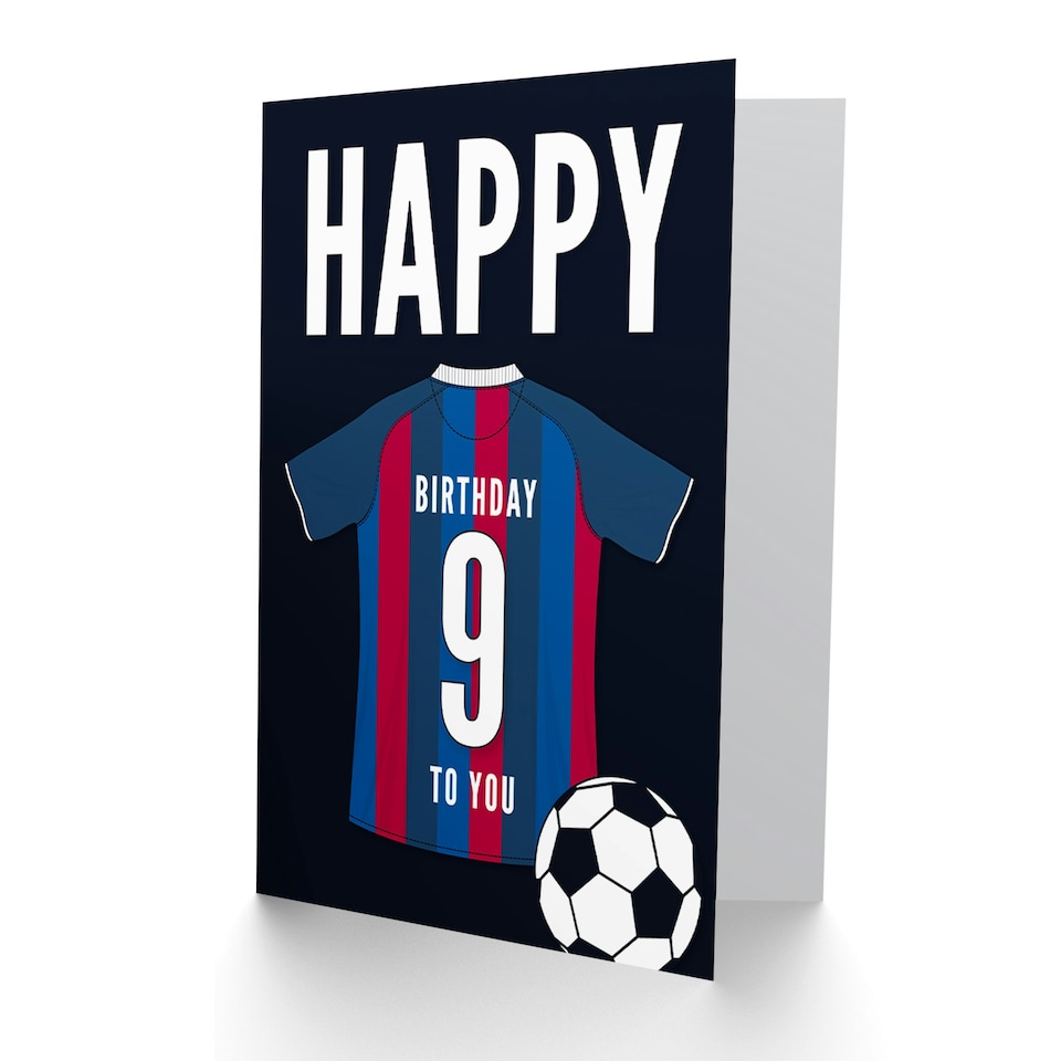 image 1 of Football Strip Kit Red Striped Top Age 9 Year Old Child Kids 9th Birthday Card