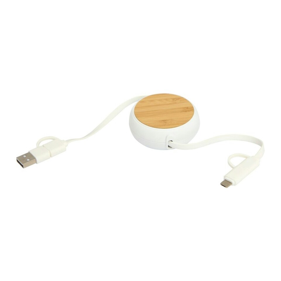 image 1 of Chechia Recycled Plastic 5 in 1 Retractable Connector Cable - White - One Size