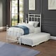 image 3 of Bayford Traditional Single White Metal Bed Frame with Guest Trundle Bed | White | White | Single