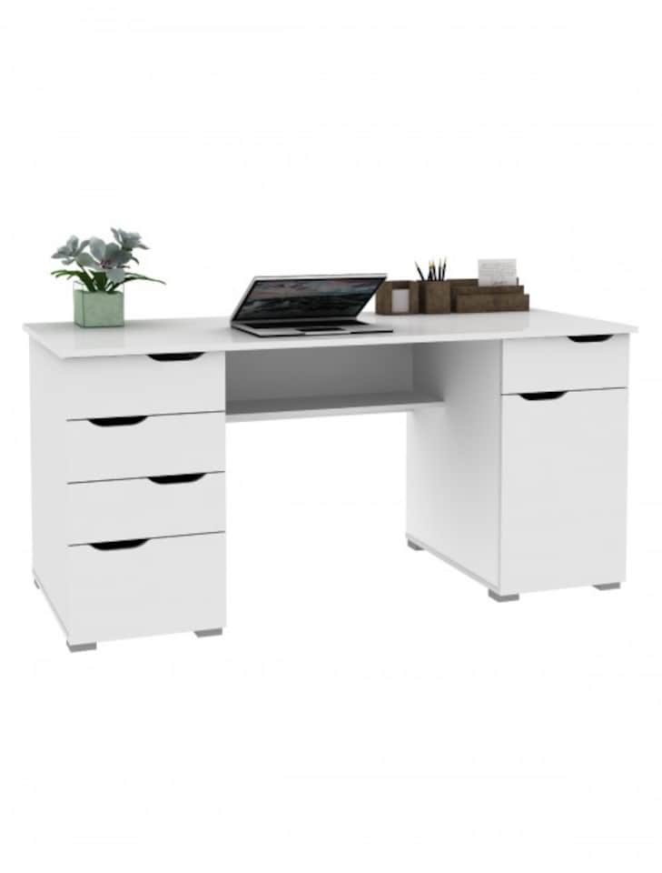 image 1 of Kentucky Desk with 1 Door / 5 Drawers White