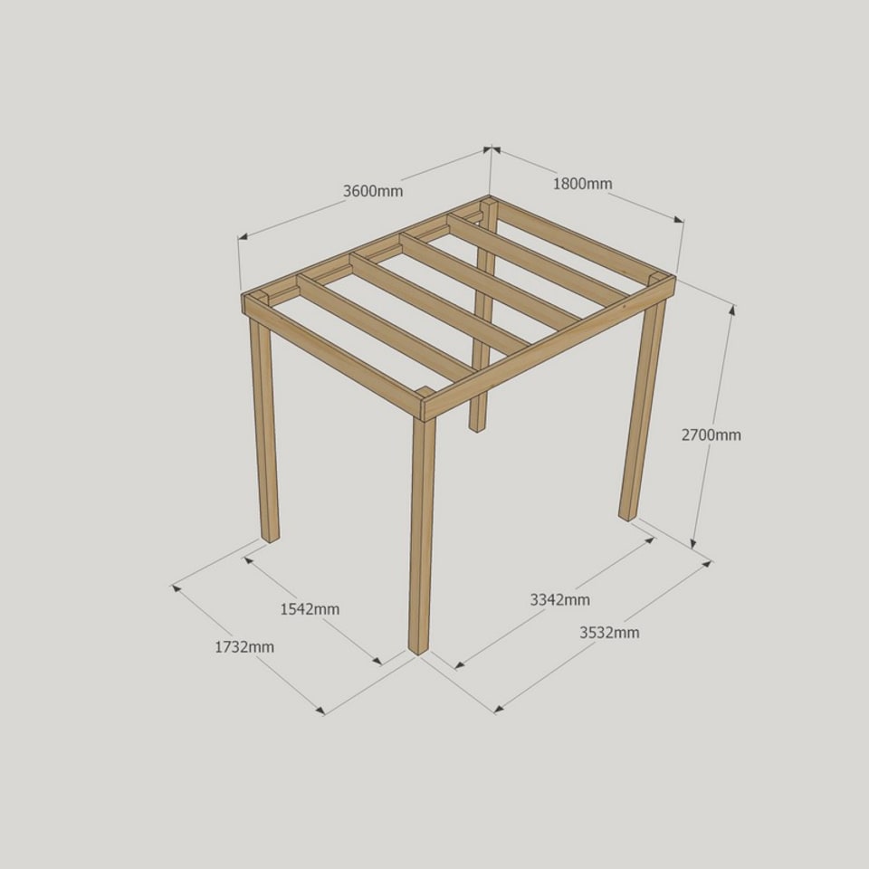 image 1 of Box Pergola - Wood - L180 x W360 x H270 cm - Rustic Brown