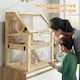 image 7 of PawHut Wooden Hamster Cage w/ Detachable Bottom, Hut, Seesaw, Natural