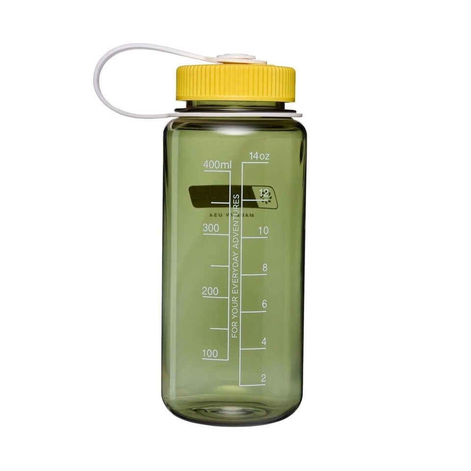 image 1 of Nalgene Wide Mouth 500ml Tritan Renew Water Bottle - Oil Green - Freesia Cap