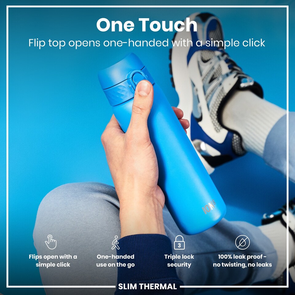 image 1 of Leak Proof Slim Water Bottle, Vacuum Insulated, 500ml (17oz) | Blue | Blue | One Size