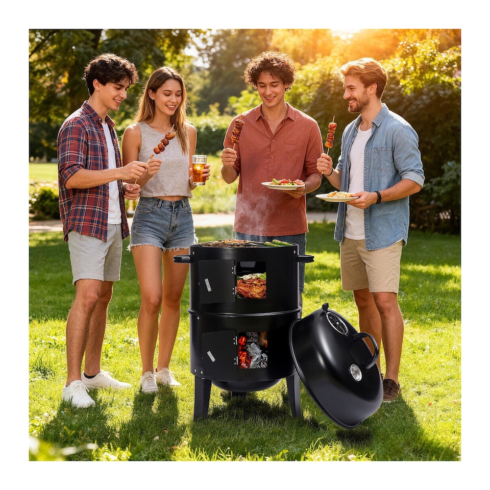 image 1 of Groundlevel Versatile BBQ Grill Dual Functionality Stacker Smoker Fire Pit And Barbeque