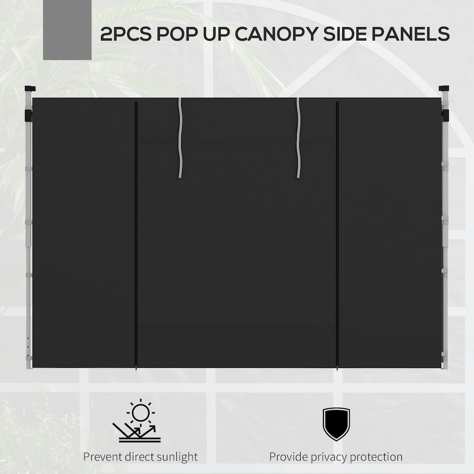 image 1 of Outsunny 3x3(m) or 3x6m Pop Up Gazebo Side Panels Replacement, 2 Pack, Black