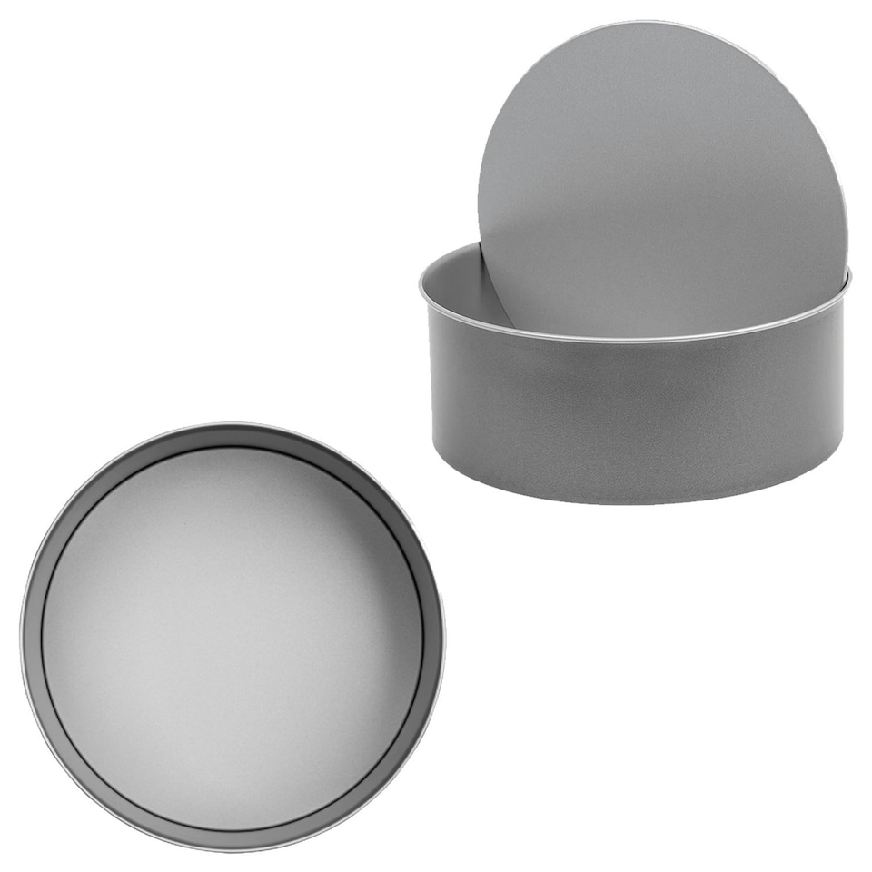 image 1 of 2 x Oven Safe Non-Stick 23cm Loose Base Deep Cake Tin for Baking Cakes Grey
