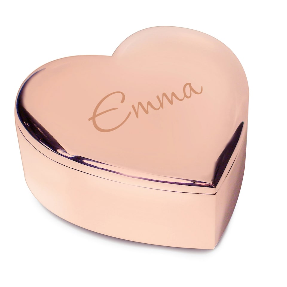 image 1 of Personalised Name Only Rose Gold Heart Trinket Box