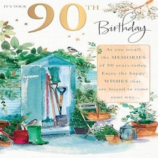 Words 'n' Wishes Traditional 90th Birthday card Male