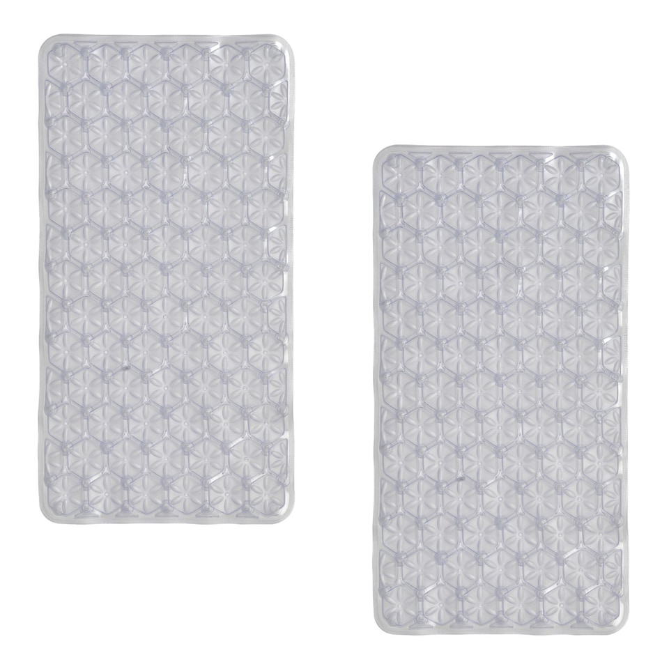 image 1 of Laguna Anti Slip Clear PVC Bath Mat 68cm x 37cm - 2 Set | Clear | Clear | 2