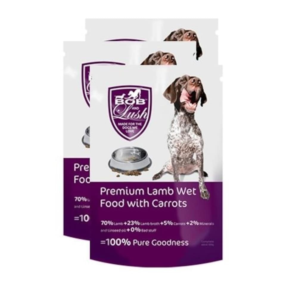 Bob & Lush Grain-free Wet Dog Food in Tray - Lamb 20x100g