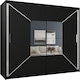 image 1 of Modern Geometric Mirror Sliding Door Wardrobe 180cm | White/Black/Grey 2-Door Bedroom Cabinet Black | Black180cm