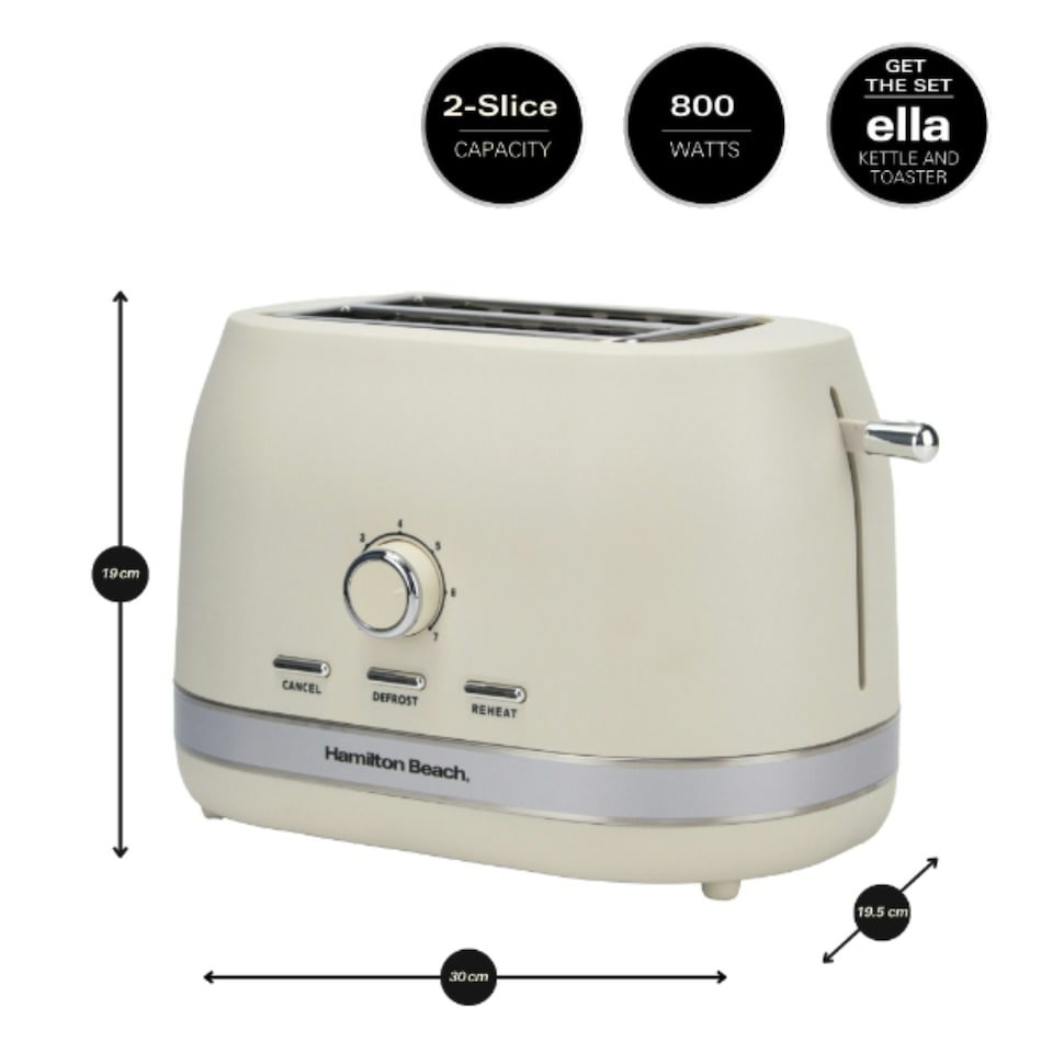 image 1 of Hamilton Beach 1.7L Kettle, 2 Slot Toaster & 20L, 700W Microwave Set - Ella Collection - Cream