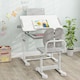image 4 of COSTWAY Kids  Study Desk & Chair Set Height-Adjustable Children Study Desk-Grey