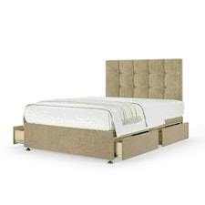 Mink Naples Velvet 4 Drawer Divan Base and Pearl Headboard King Size