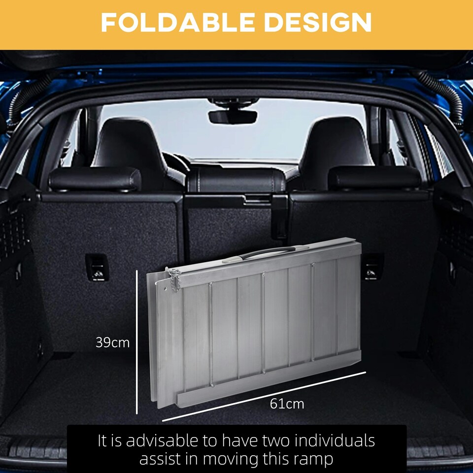 image 1 of HOMCOM 2ft Aluminium Folding Wheelchair Ramp Equipment Mobility Suitcase