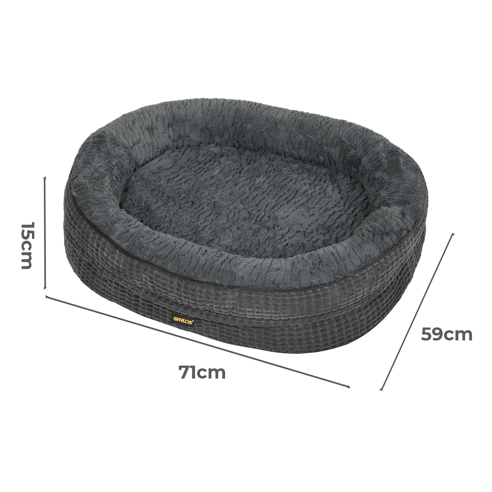 image 1 of Skylos Orthopedic Plush Dog Bed Soft Washable Pet Bed Grey Cosy Cushion M Size | Grey | M | M