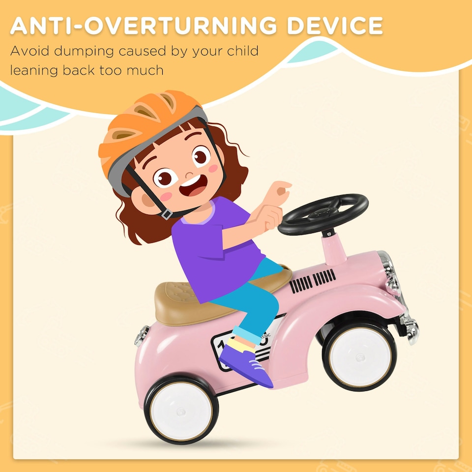 image 1 of AIYAPLAY Foot to Floor Slider with Steering Wheel, for Ages 12-36 Months -  Pink