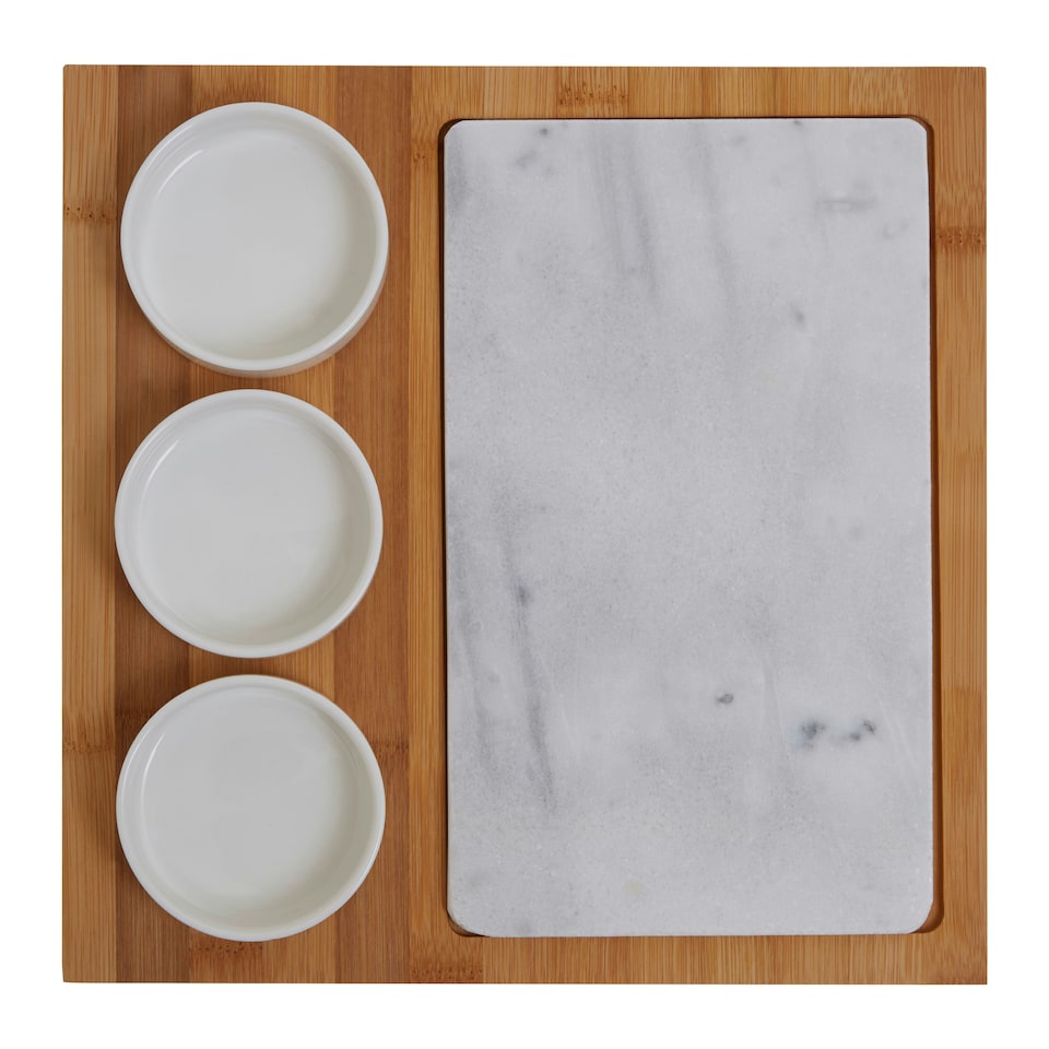 image 1 of Interiors By Premier 5-Piece White Marble And Ceramic Serving Board, Durable Natural Stone