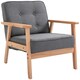 image 1 of HOMCOM Accent Chair Linen Armchair w/ Armrests for Living Room Grey Natural