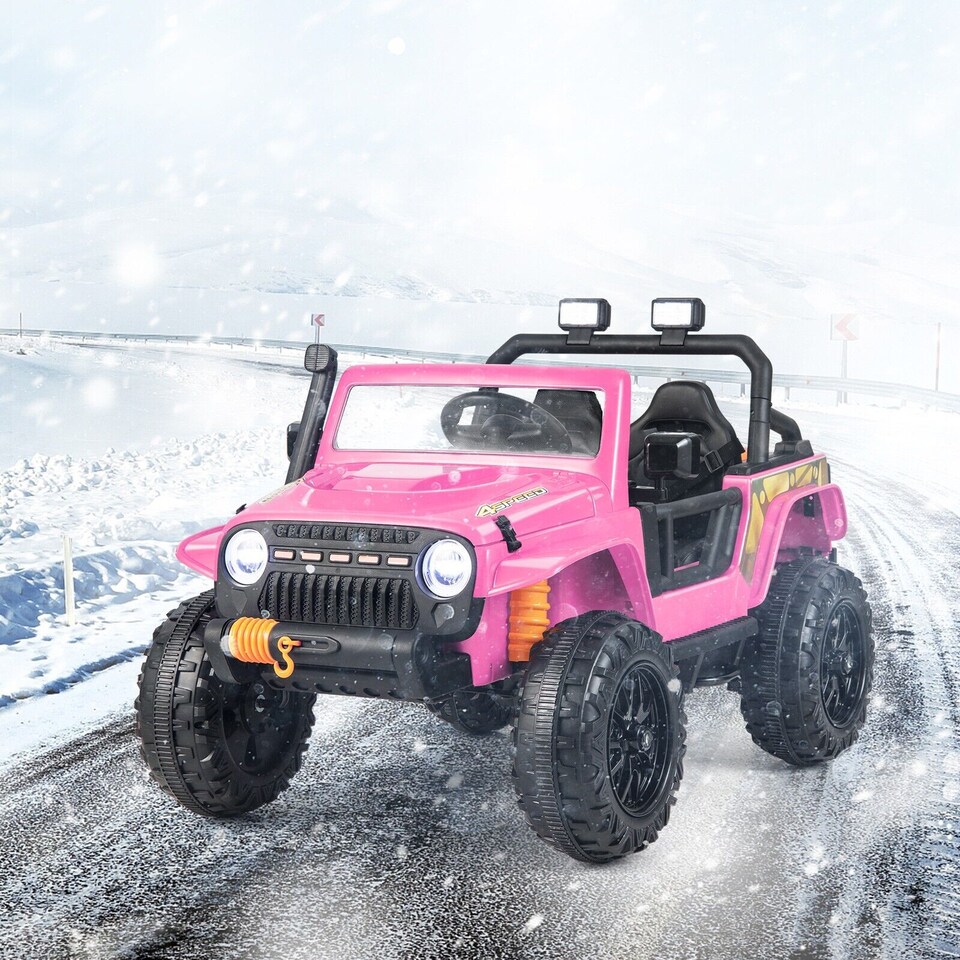 image 1 of COSTWAY 2-Seater Powered Electric UTV Large Kids car Pink
