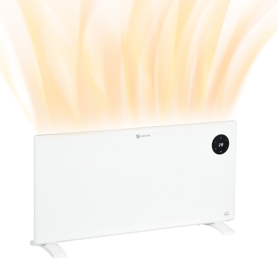 image 1 of HOMCOM 2000W Electric Panel Heater, Freestanding or Wall Mounted, Convector Heater with LED Display, Open Window Detection, Timer, Overheat Protection, Remote Control, White