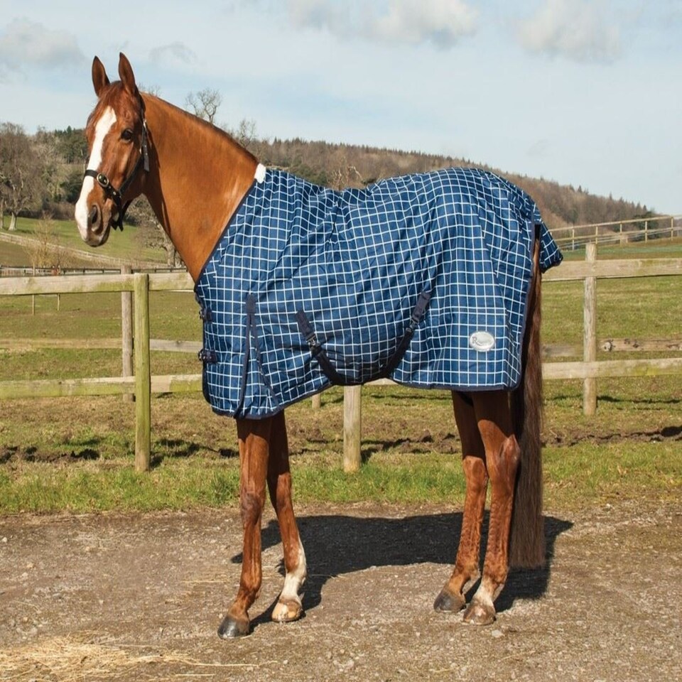 image 1 of Rhinegold Atlanta Turnout Rug Blue | Colour: Navy Check
Size: 7ft 0
