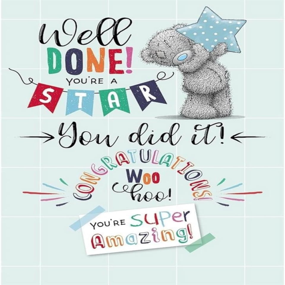 image 1 of Bear And Star Well Done You Did It Congratulations Card