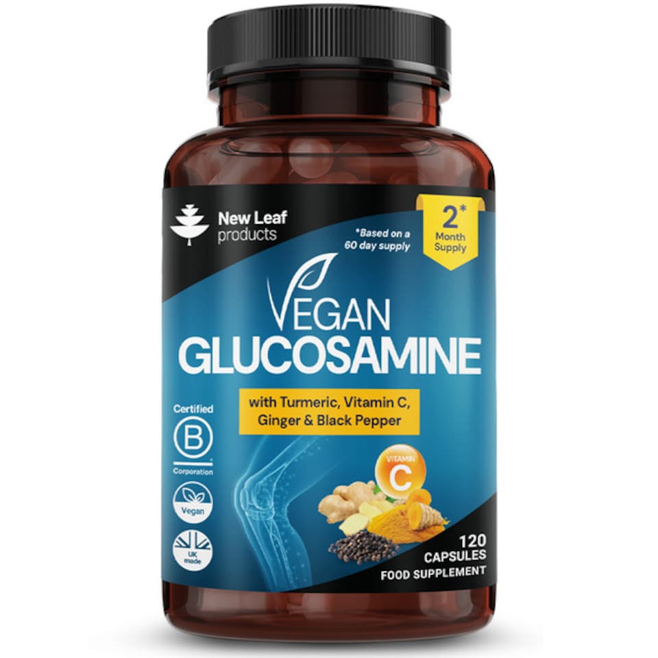 image 1 of Vegan Glucosamine Capsules + Vit C, Turmeric, Ginger 120 Capsules