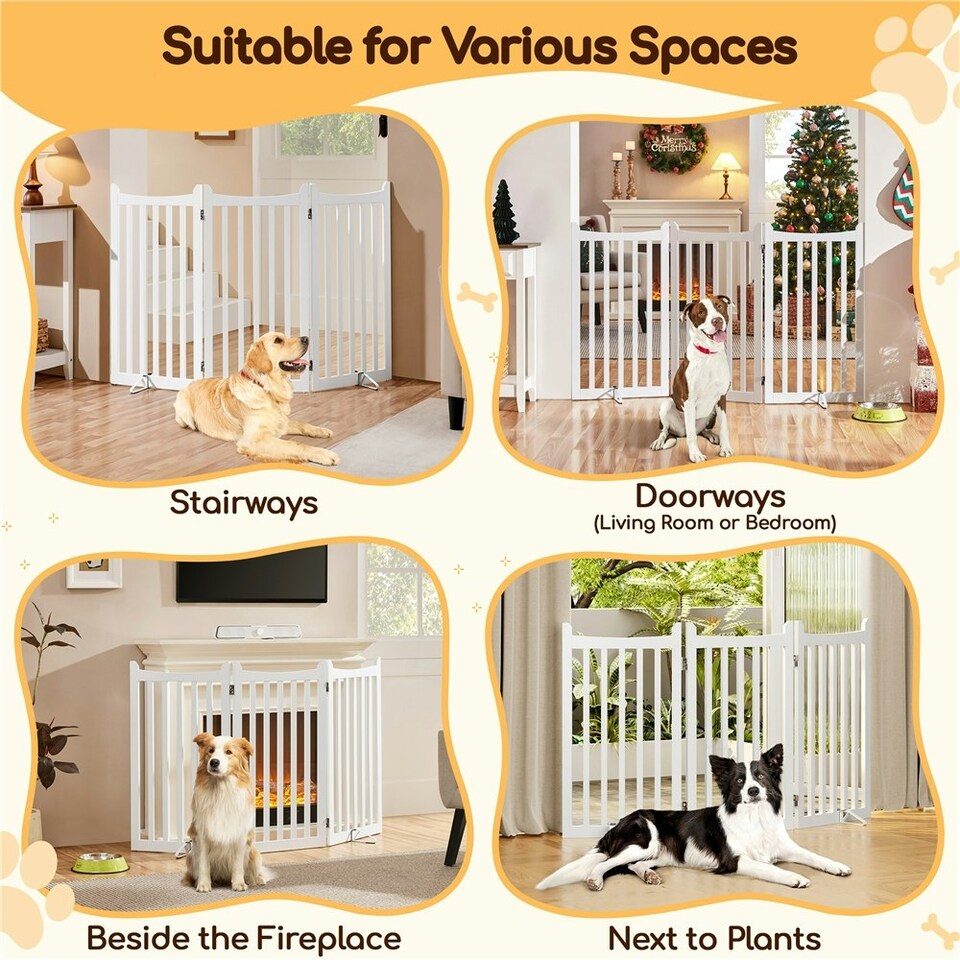 image 1 of Yaheetech 3-Panel Pet Puppy Fence with Two Support Feet, 50 × 90.5 cm White
