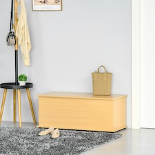 HOMCOM Storage Chest With Lid, 113L Storage Box, Burlywood