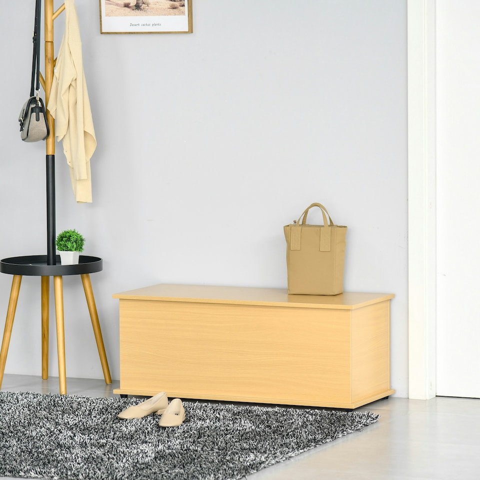 image 1 of HOMCOM Storage Chest With Lid, 113L Storage Box, Burlywood