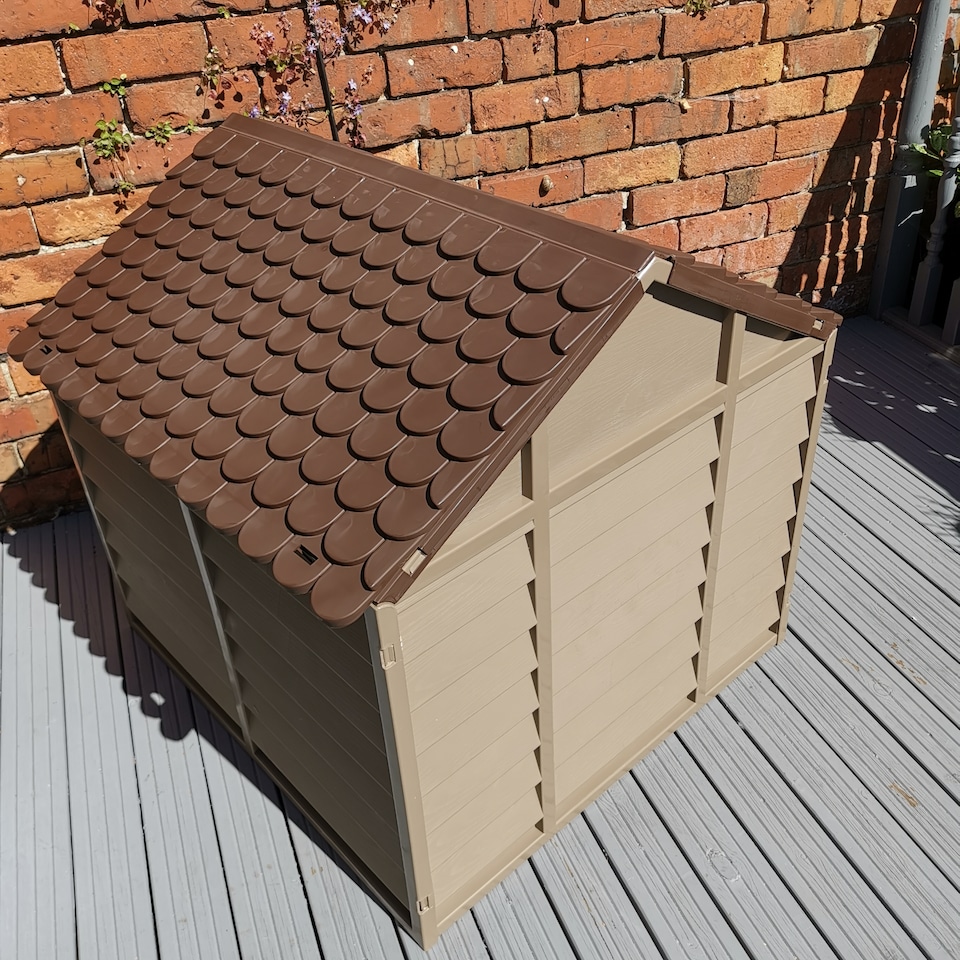 image 1 of Large Plastic Dog Kennel / House in Brown – 86cm x 84cm x 82cm