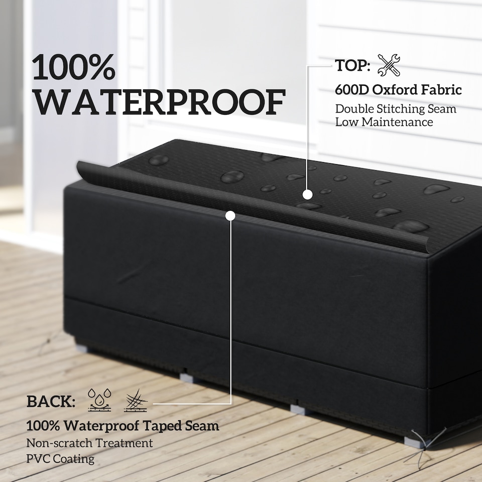 image 1 of Outsunny 190x72x76cm Rectangular Patio Furniture Cover for Chairs Black | Black | Black | 190.5cm x 72cm x 76cm