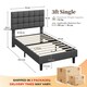image 4 of Yaheetech 3ft Single Upholstered Bed Frame with Square Tufted Headboard-Light Grey