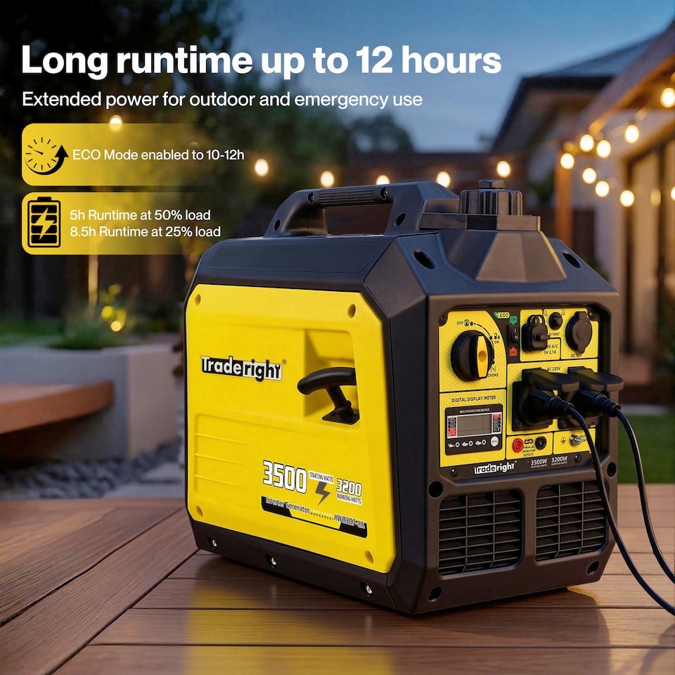 image 1 of Traderight Inverter Generator 3500W Portable Petrol Quiet Backup Power Pure Sine
