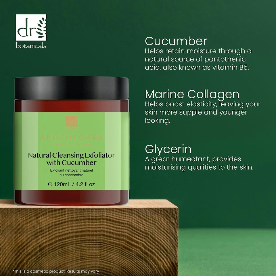 image 1 of Dr Botanicals Natural Cleansing Exfoliator with Cucumber 120ml