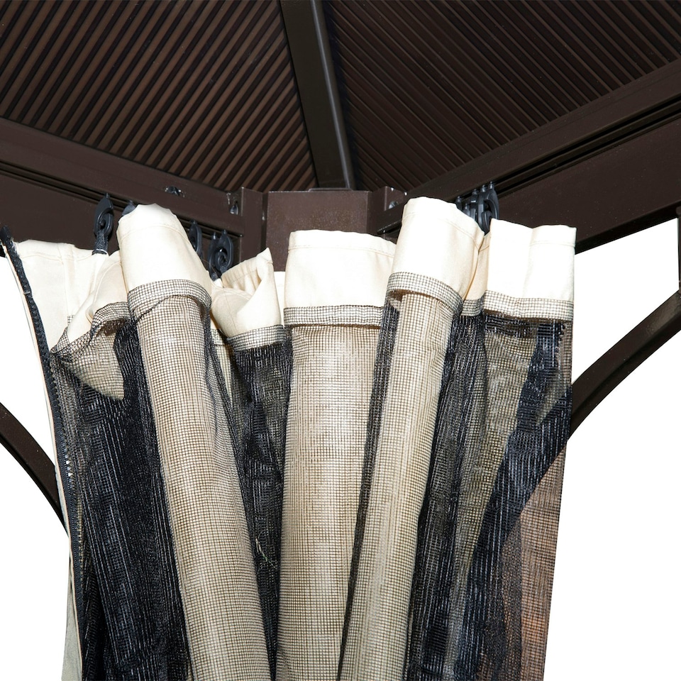 image 1 of Outsunny 3 x 3(m) Hardtop Gazebo Canopy with Mosquito Netting and Curtains