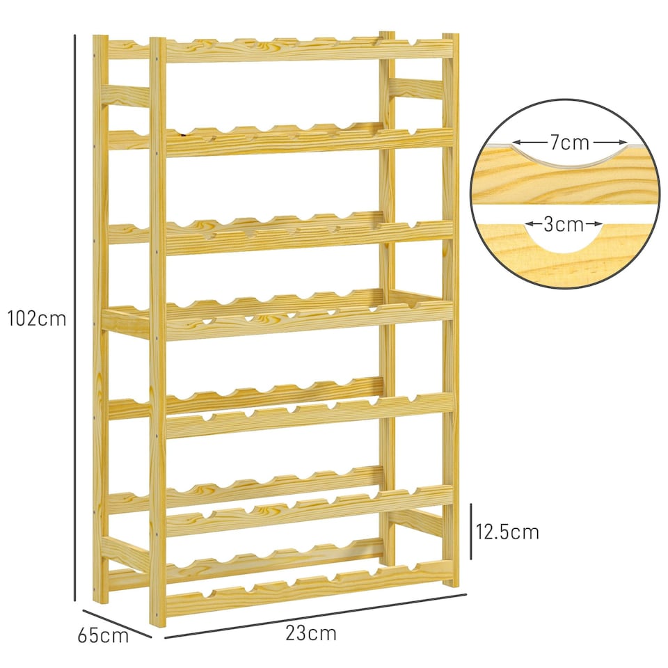 image 1 of HOMCOM Free Standing Wooden Wine Rack 42 Bottles Holders, Natural