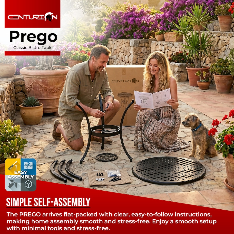 image 1 of Centurion Supports PREGO Garden & Patio Black Cast Aluminium Bistro Table | Black | Black | 1