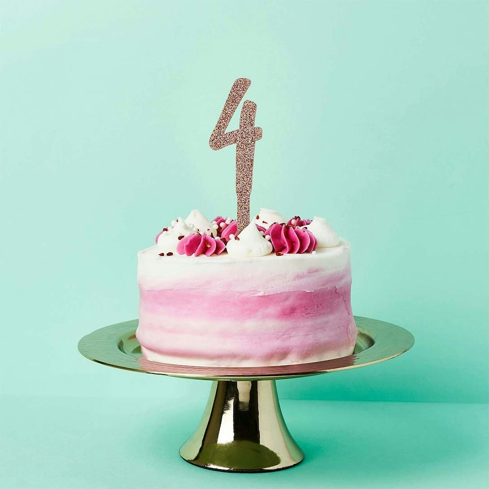 Rose Gold Number '4' Glitter Acrylic Cake Topper