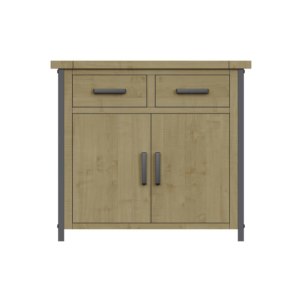 image 1 of Lowry 2 Door 2 Drawer Compact Sideboard Driftwood Lacquered Solid Reclaimed Pine Brown