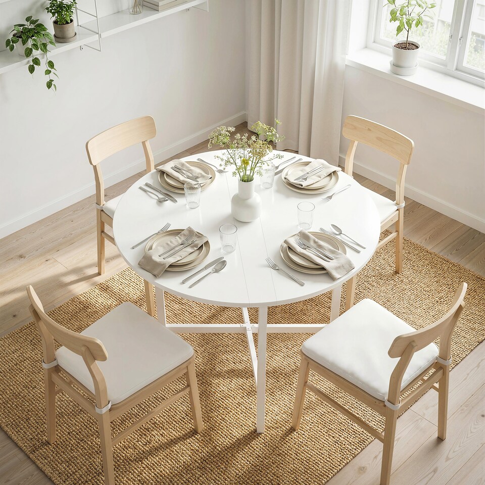 image 1 of HOMCOM Folding Dining with Steel Frame for Small Spaces, White