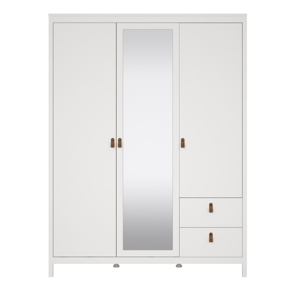 image 1 of Barcelona Wardrobe with 2 Doors 1 Mirror Door 2 Drawers in White