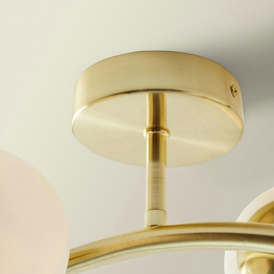 image 1 of ValueLights Jas Gold 4 Way Ceiling Light with Opal White Frosted Glass Globe Shades